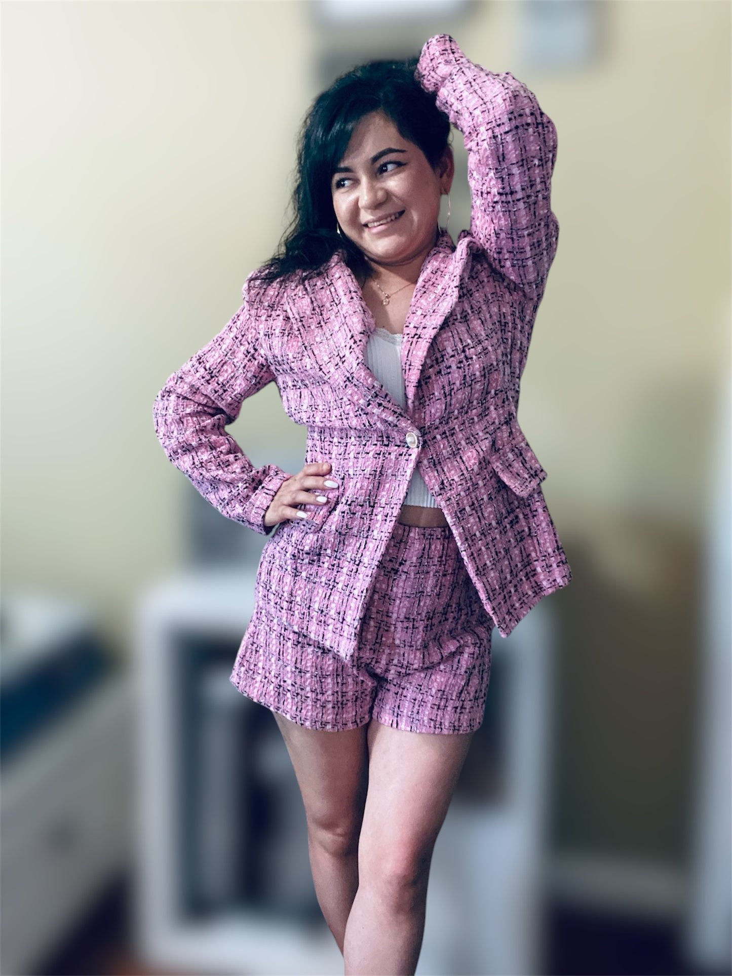 Blazer short de cuadros