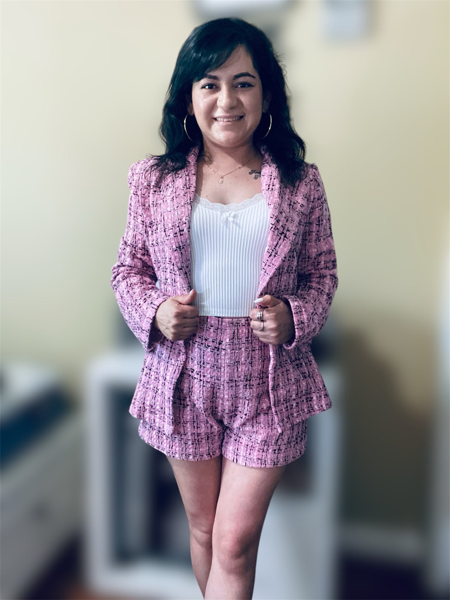 Blazer short de cuadros